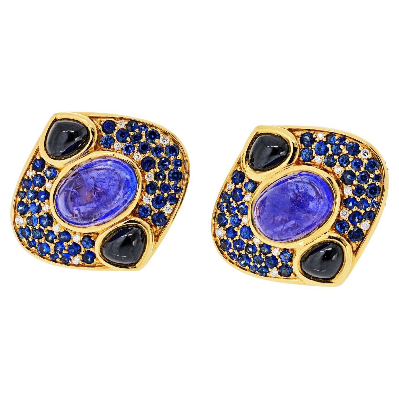 Marina B. Lucilla 18K Yellow Gold Spinel, Tanzanite, and Sapphires Earrings