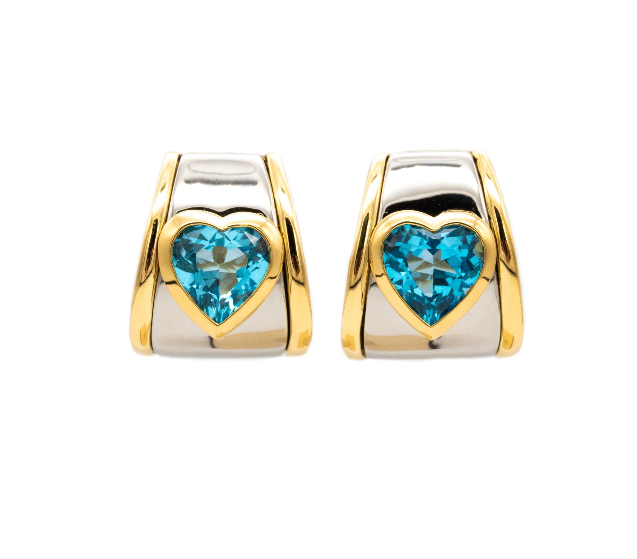 Marina B. Milan Clip Earrings In 18Kt Gold With 10.55 Ctw Hearts Shaped Topaz For Sale 2