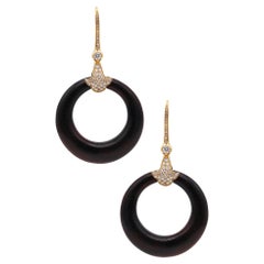 Marina B. Pendientes Aros Madera Convertibles Milán Oro 18Kt Con 1,84 Cts Diamantes