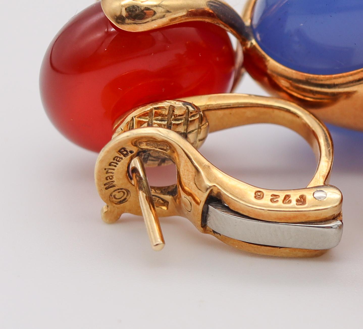 Cabochon Marina B. Milan Interchangeable Cardan Drop Earrings In 18Kt Gold With Gemstones
