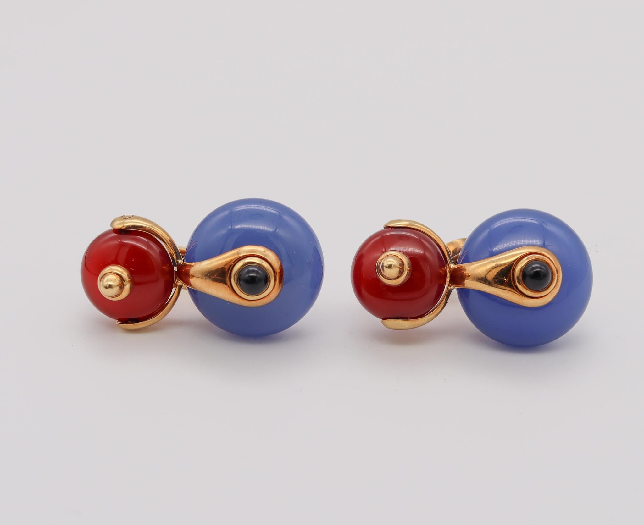 Marina B. Milan Interchangeable Cardan Drop Earrings In 18Kt Gold With Gemstones 1