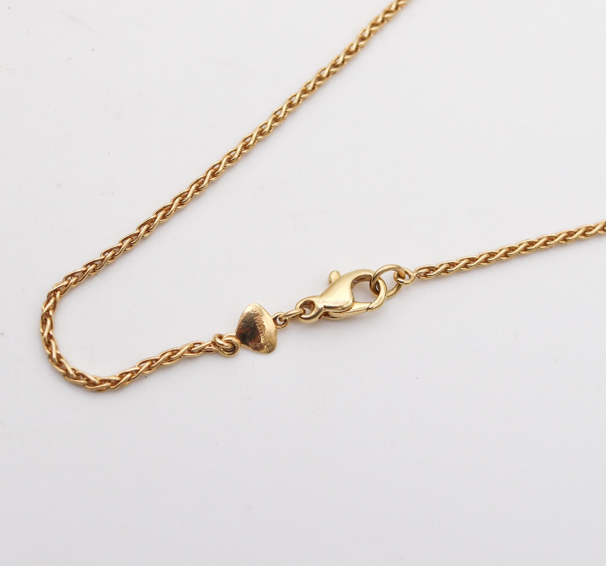 Modernist Marina B. Milan Long Necklace in Wood in 18Kt Yellow Gold and 1.54 Ctw Diamonds For Sale