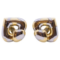 Vintage Marina B. Milan Pardy Clips Earrings In Two Tones Of 18Kt Gold
