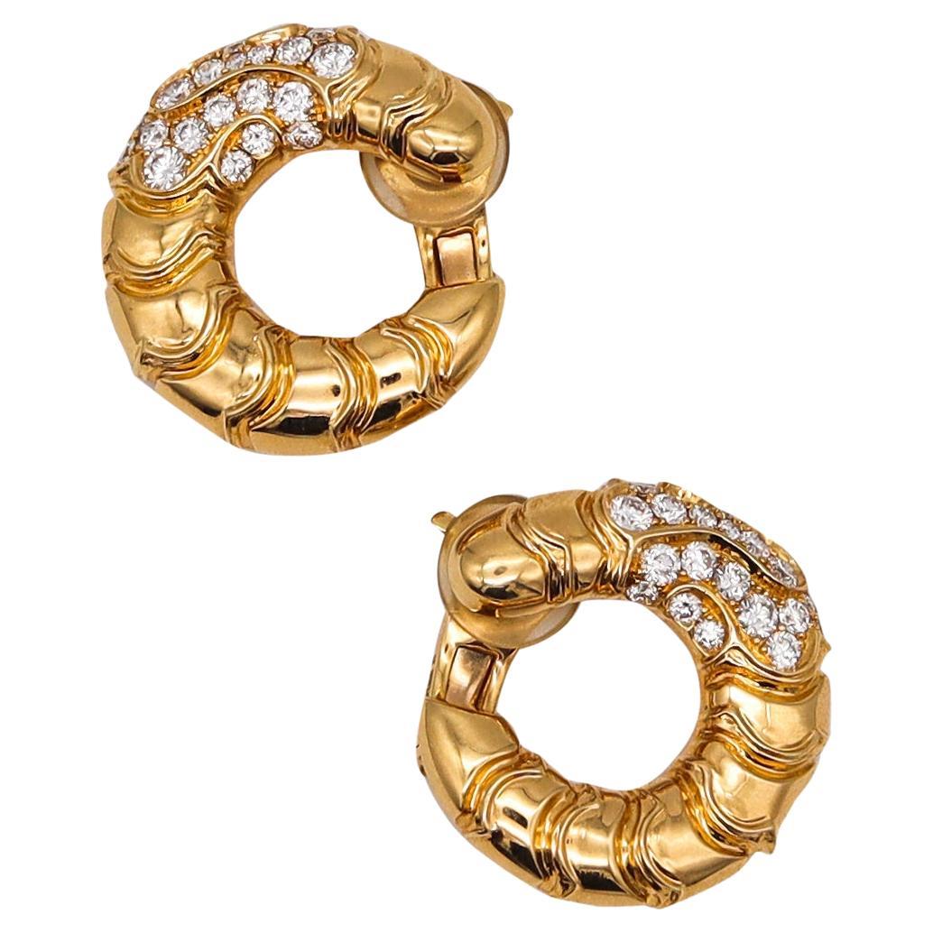 Marina B. Milan Scalloped Earrings in 18Kt Yellow Gold with 3.26 Cts in Diamonds
