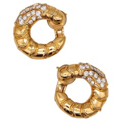 Marina B. Milan Boucles d'oreilles festonnées en or jaune 18 carats et diamants de 3,26 carats