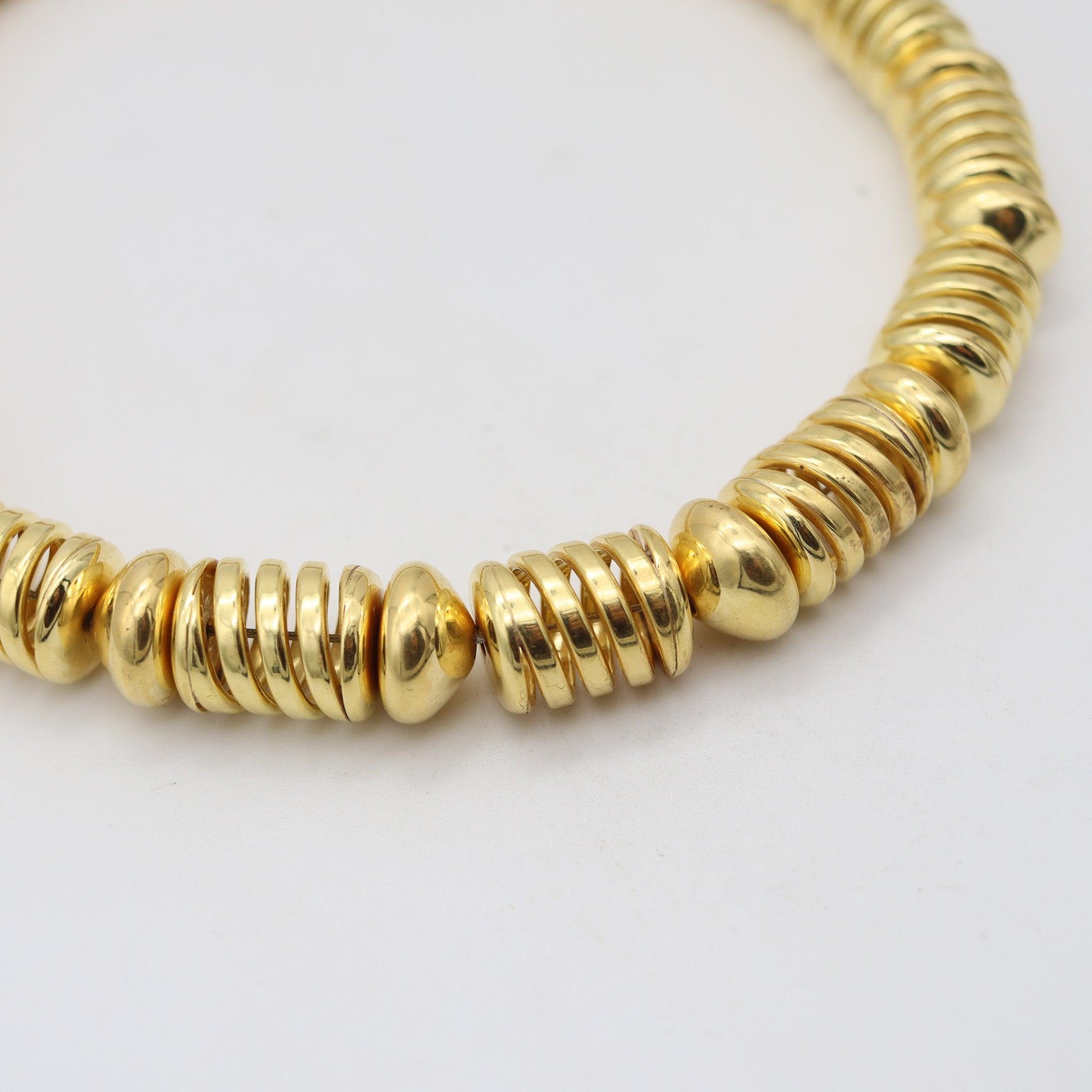 MARINA B. Milano 1996 Limited Edition Modernist Spring Necklace 18Kt Yellow Gold Excellent état - En vente à Miami, FL
