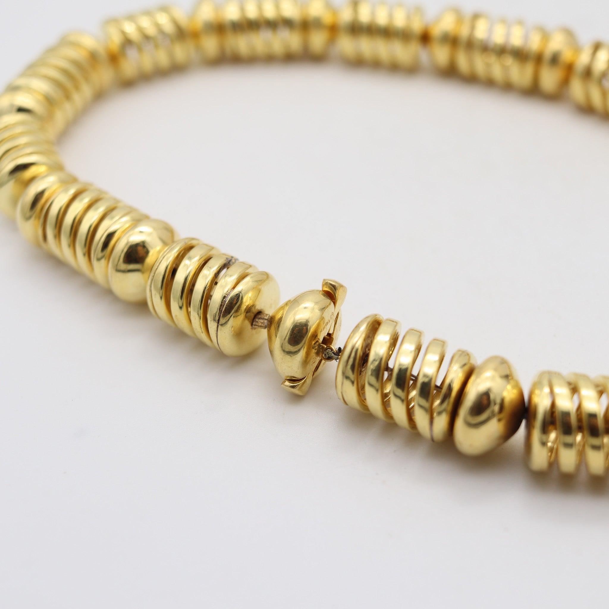 MARINA B. Milano 1996 Limited Edition Modernist Spring Necklace 18Kt Yellow Gold Pour femmes en vente