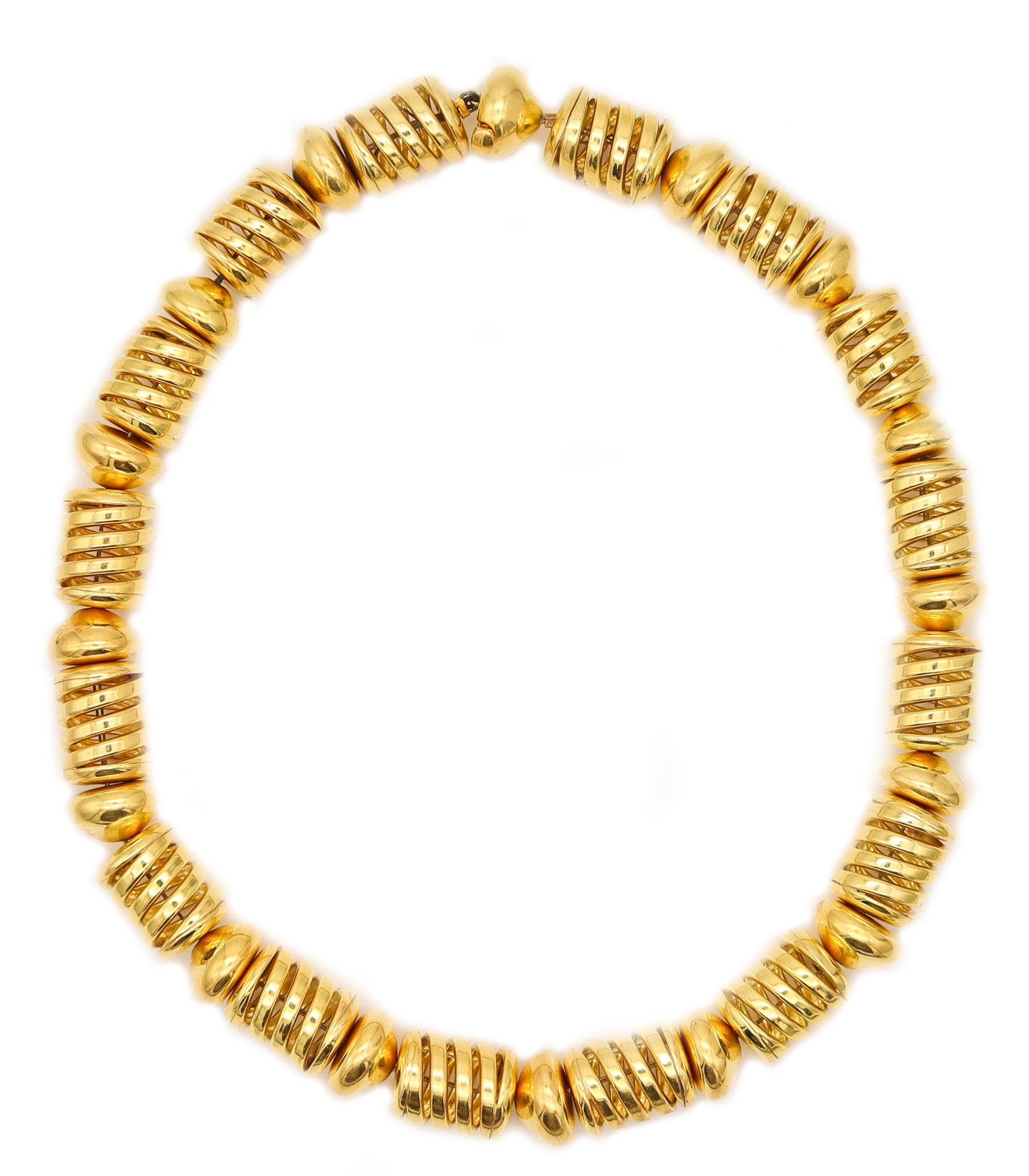 MARINA B. Milano 1996 Limited Edition Modernist Spring Necklace 18Kt Yellow Gold en vente