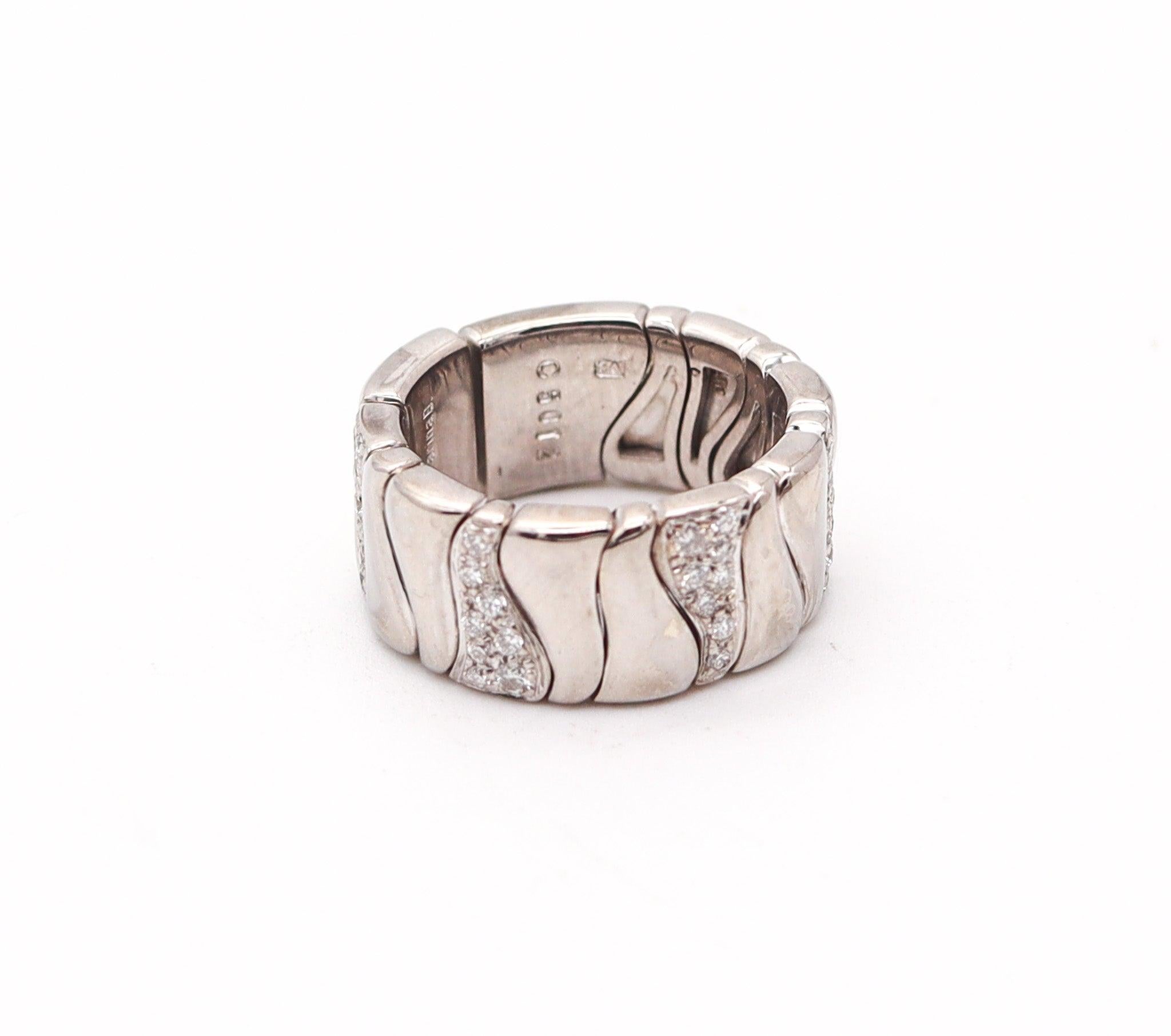 Modernist MARINA B. Milano KAR Flexible Band Ring In 18Kt White Gold With VS Diamonds For Sale
