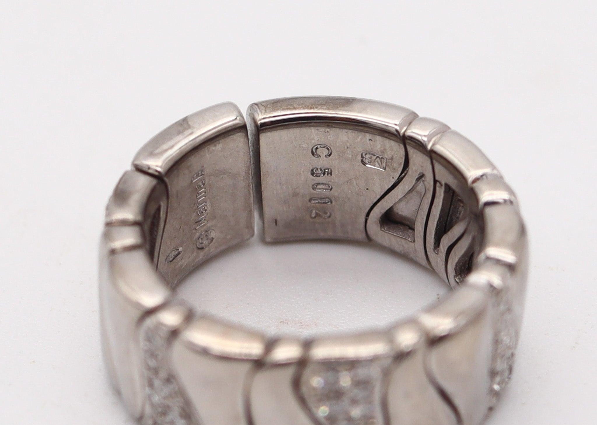 Brilliant Cut MARINA B. Milano KAR Flexible Band Ring In 18Kt White Gold With VS Diamonds For Sale