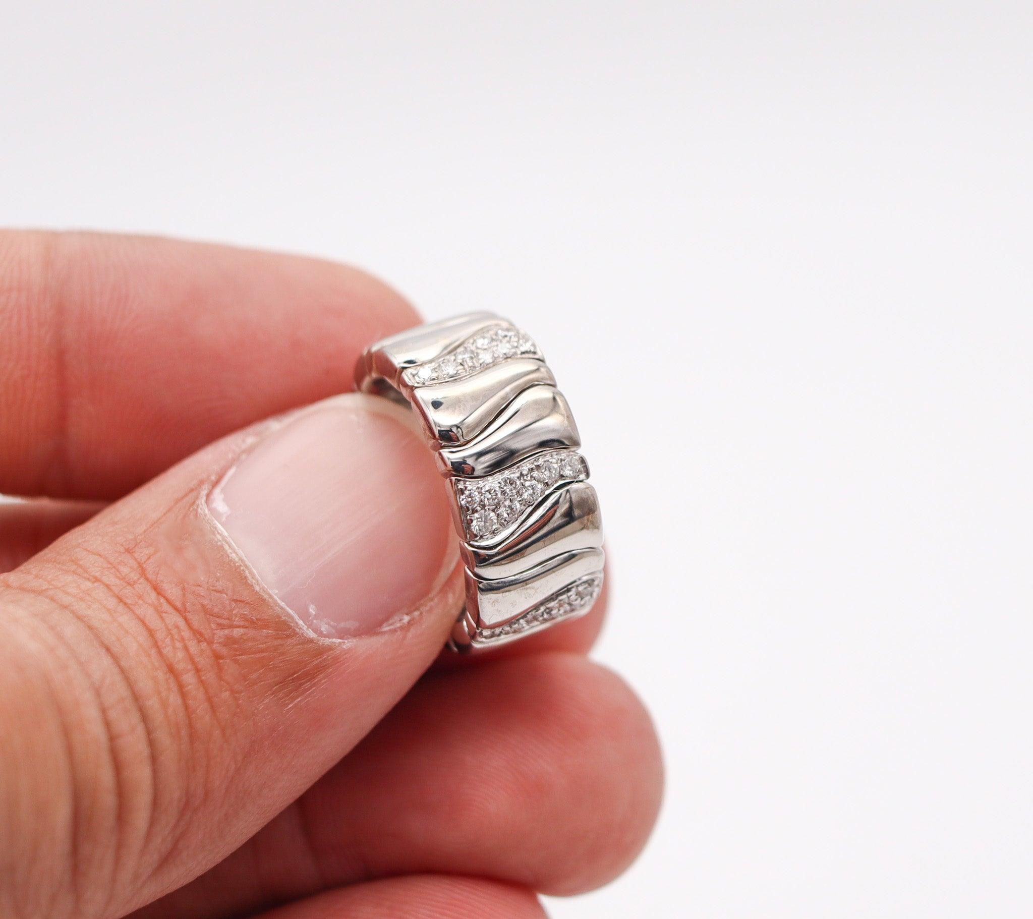 Women's or Men's MARINA B. Milano KAR Flexible Band Ring In 18Kt White Gold With VS Diamonds For Sale