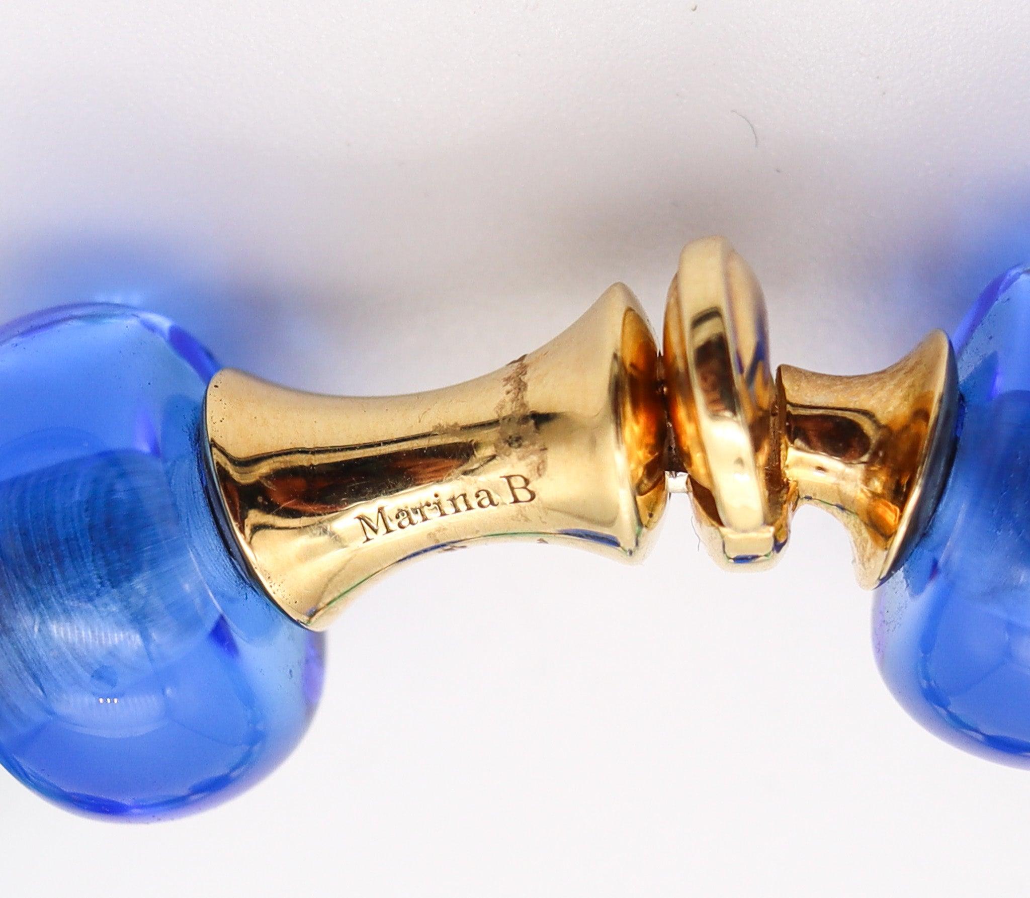 MARINA B. Milano Pneus-Armreif aus 18 Karat Gelbgold und blauem russischem Quarz Damen im Angebot