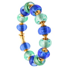 MARINA B. Milano Bracelet jonc trapèze en or jaune 18 carats et quartz russe bleu