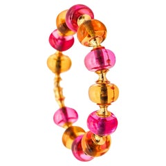 MARINA B. Milano Pneus Bangle Bracelet In 18Kt Yellow Gold & Pink-Yellow Quartze