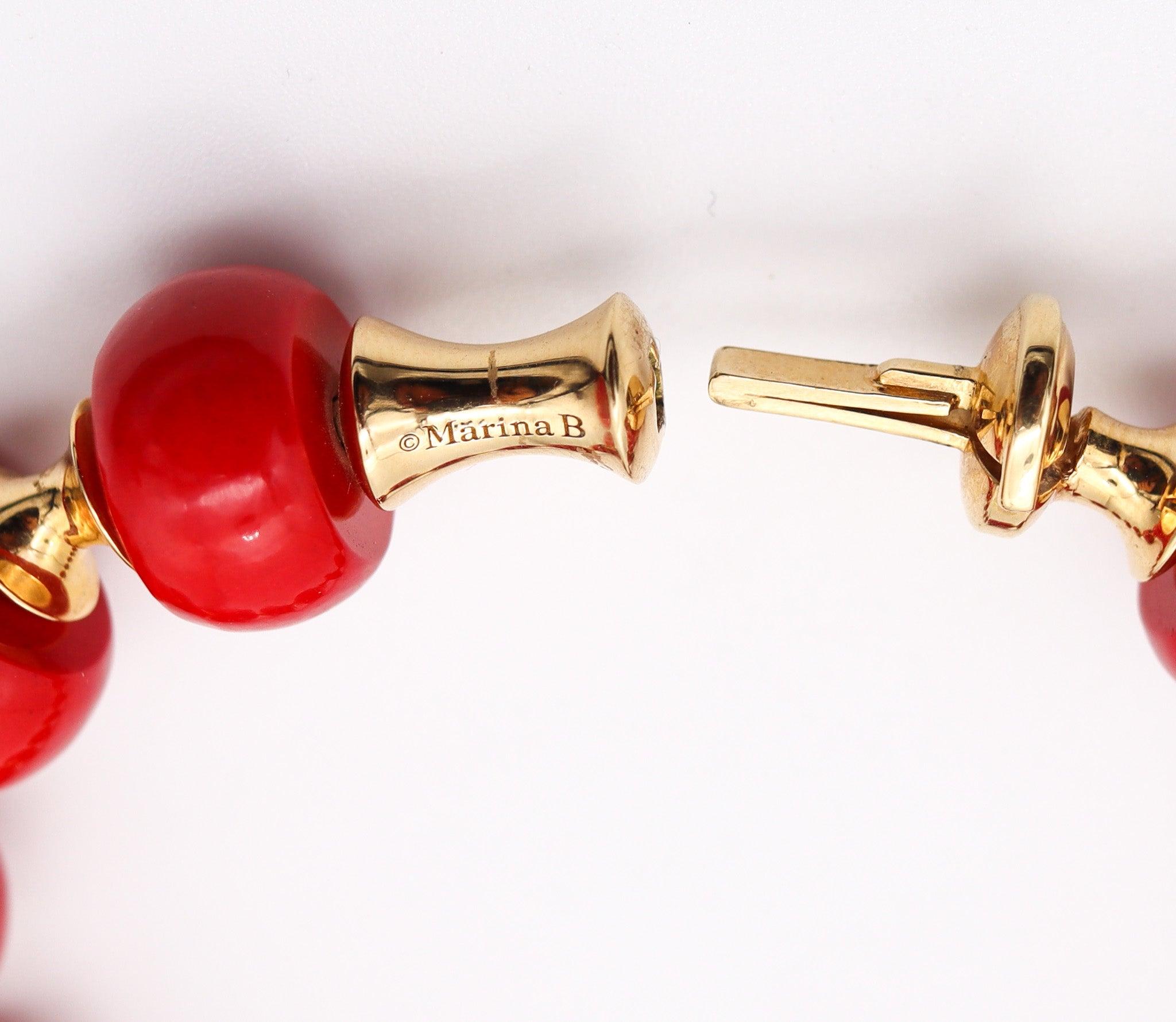 Cabochon MARINA B. Milano Pneus Bangle Bracelet In 18Kt Yellow Gold With Red Jasper