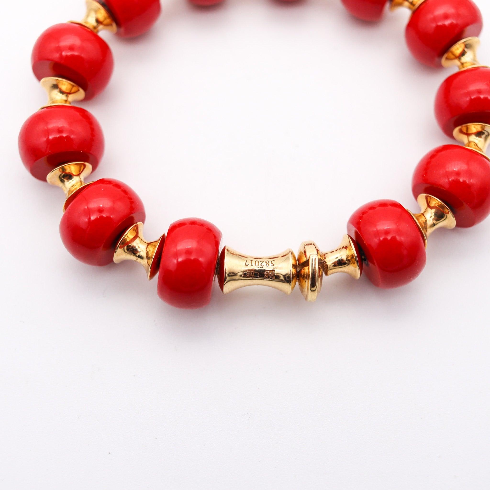 MARINA B. Milano Pneus Bangle Bracelet In 18Kt Yellow Gold With Red Jasper 1