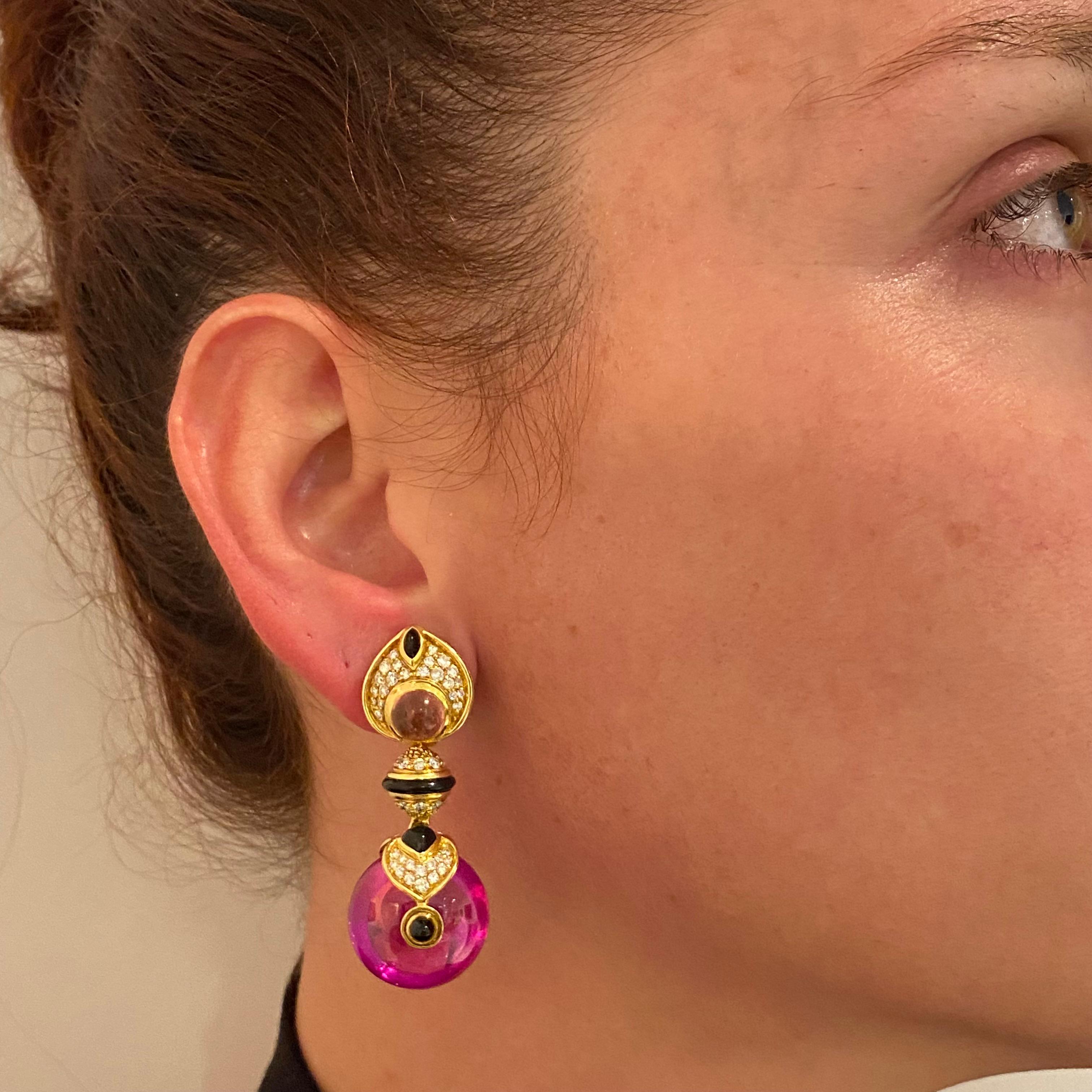 Marina B Milano Pneus Earrings in 18Kt Gold with 82.11 Cts Diamonds & Tourmaline 4
