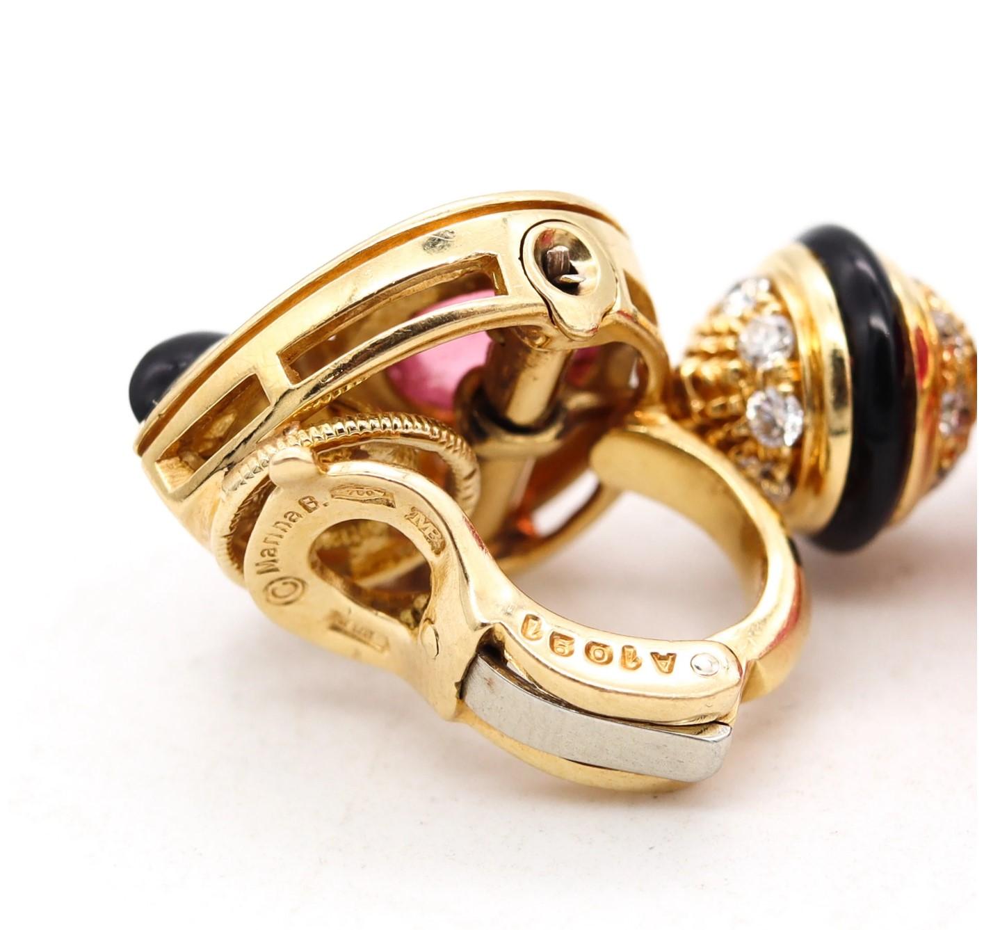 Brilliant Cut Marina B Milano Pneus Earrings in 18Kt Gold with 82.11 Cts Diamonds & Tourmaline
