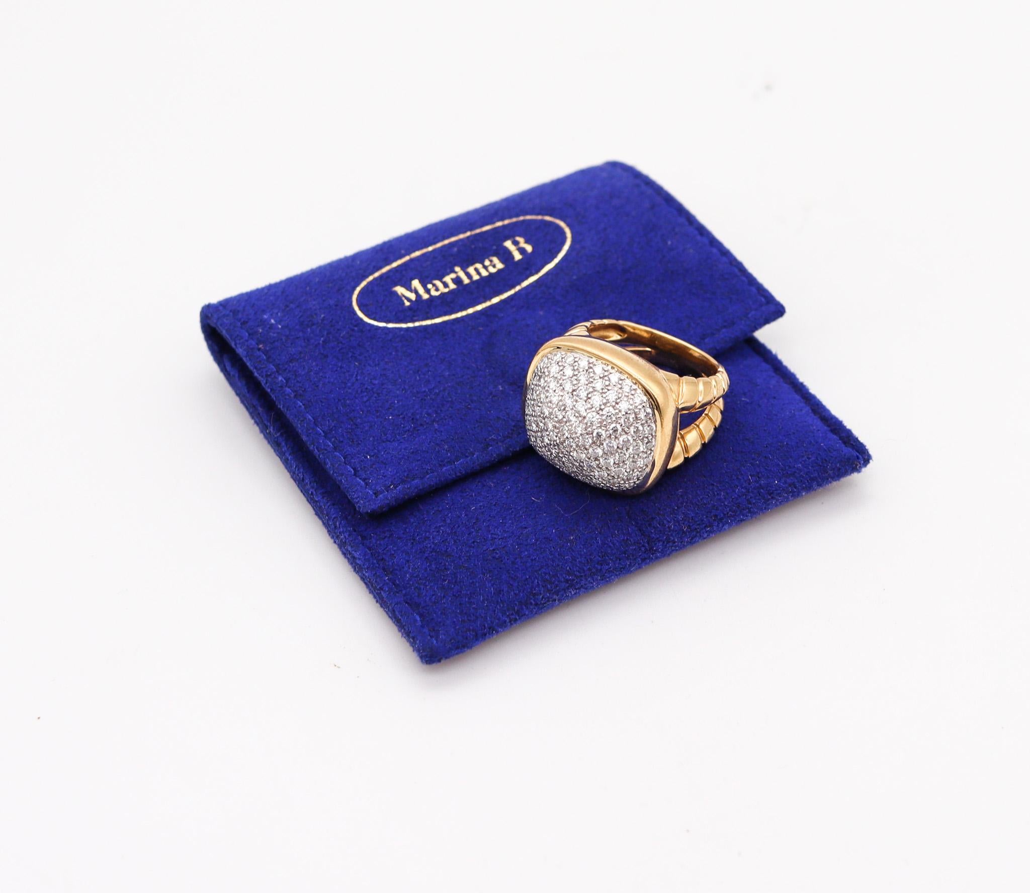 Marina B. Milano Tiguella Pave Cocktail Ring in 18kt Gold with 2.55ctw Diamonds For Sale 2