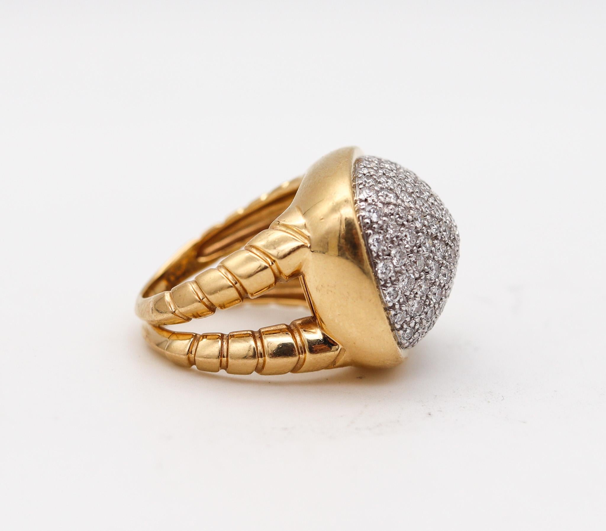 Modern Marina B. Milano Tiguella Pave Cocktail Ring in 18kt Gold with 2.55ctw Diamonds For Sale