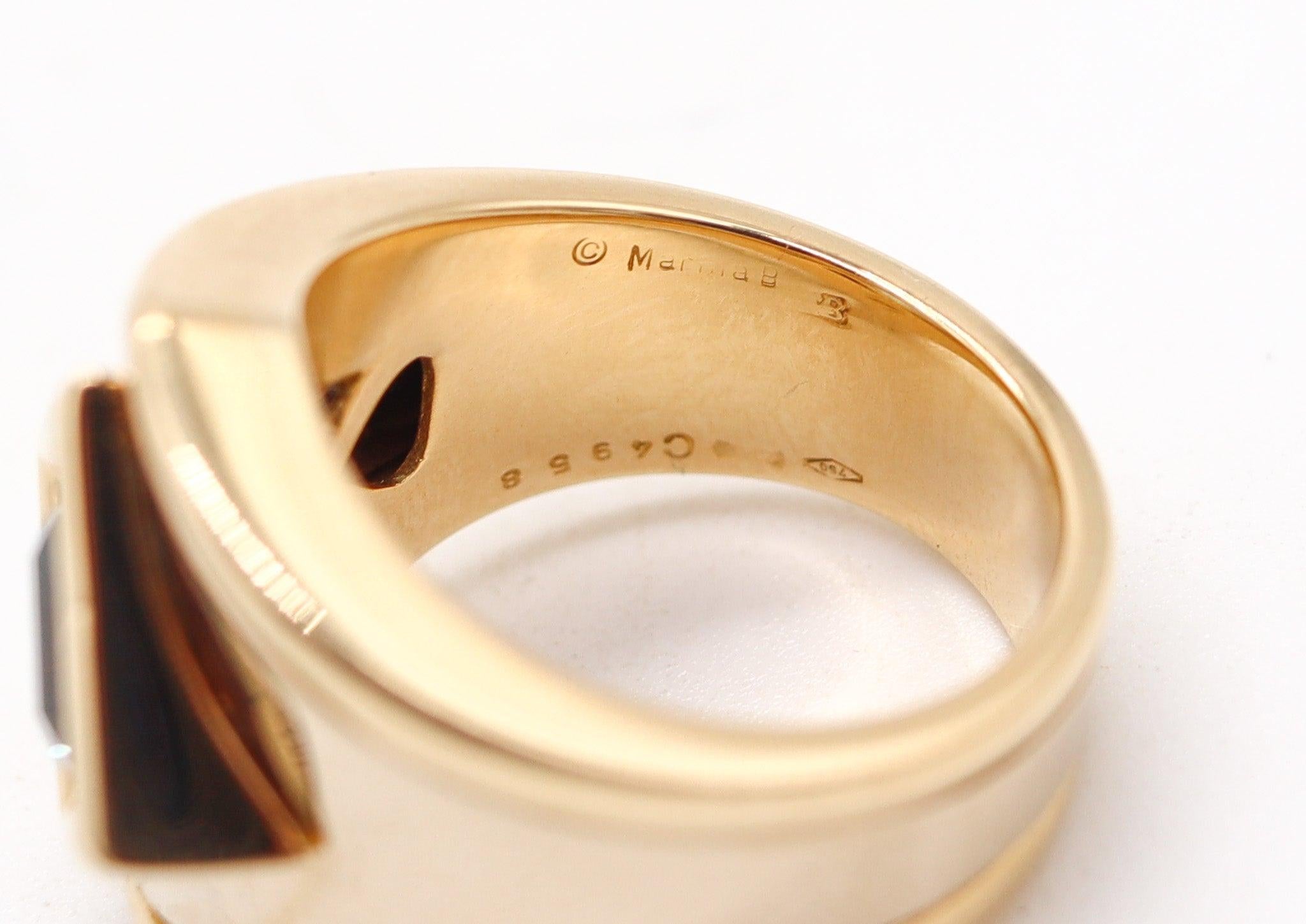 MARINA B. Modernist Alfa-Den Cocktail Ring in massivem 18Kt Gold mit blauem Topas Damen im Angebot