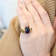 MARINA B. Modernist Lion Cocktail Ring 18Kt Yellow Gold With Amethyst & Citrine