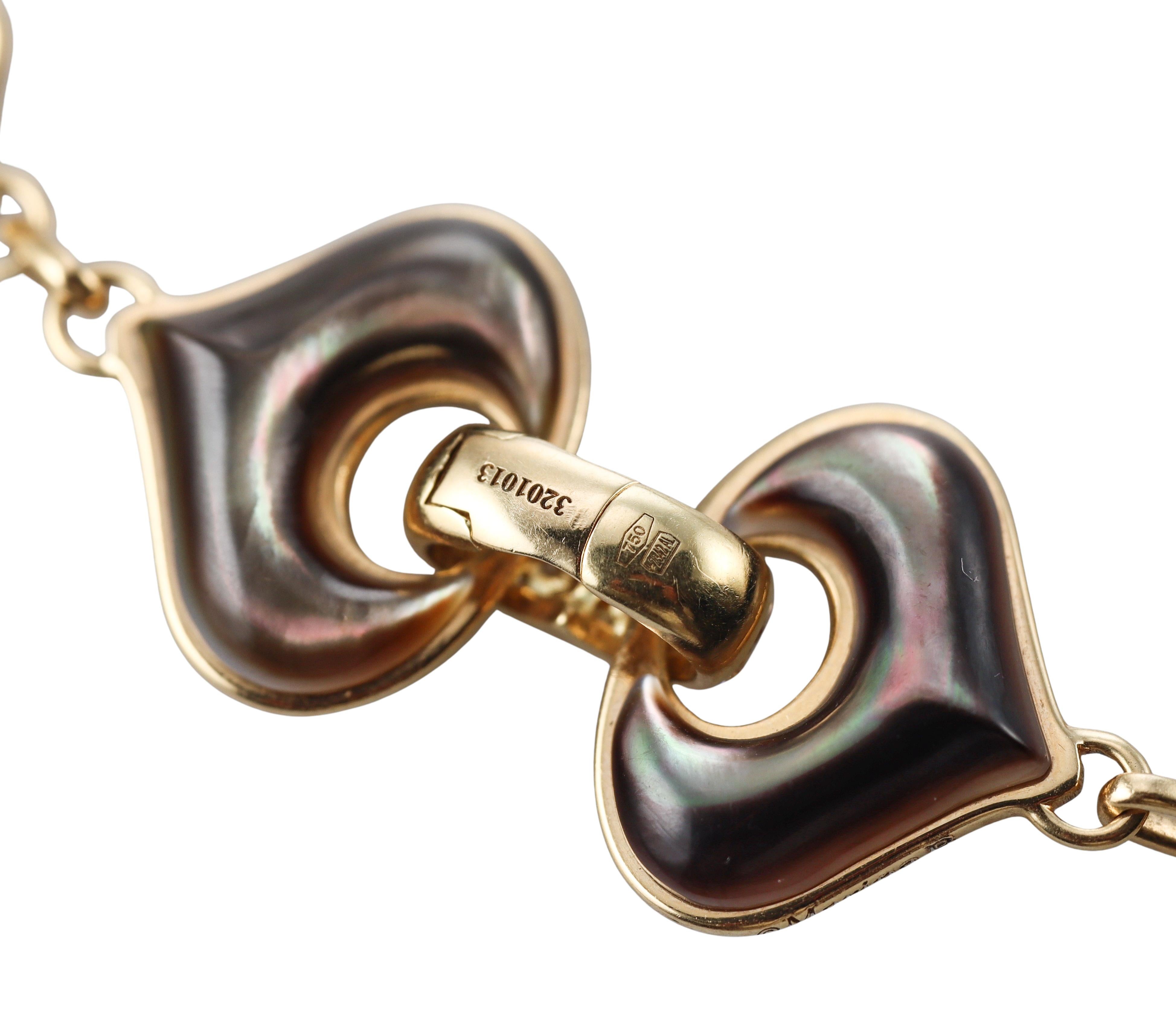 Marina B Mother of Pearl Diamond Gold Long Chain Necklace For Sale 2