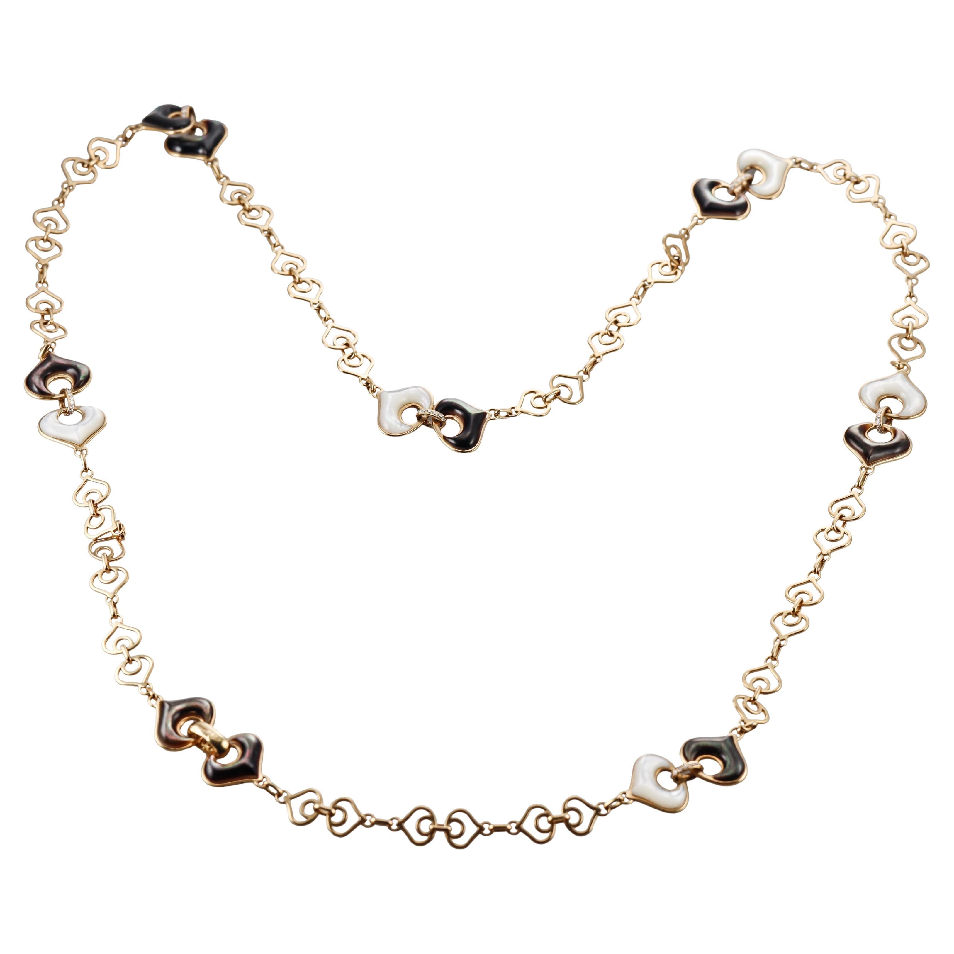 Marina B Mother of Pearl Diamond Gold Long Chain Necklace