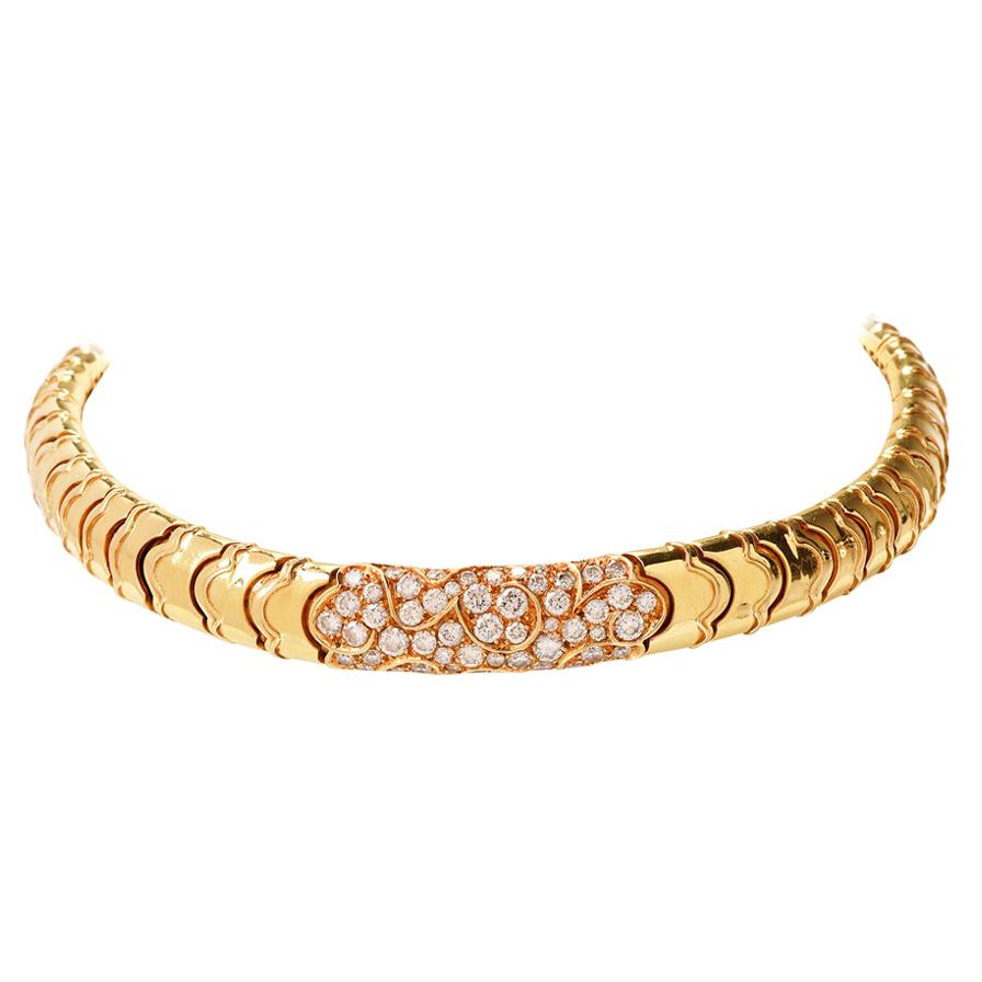 Marina B Onda Diamond 18 Karat Yellow Gold Choker Necklace
