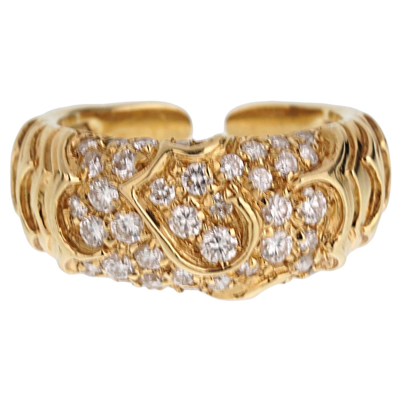 Marina B Onda Anillo de oro amarillo de 18 quilates para cóctel, talla 5 en venta