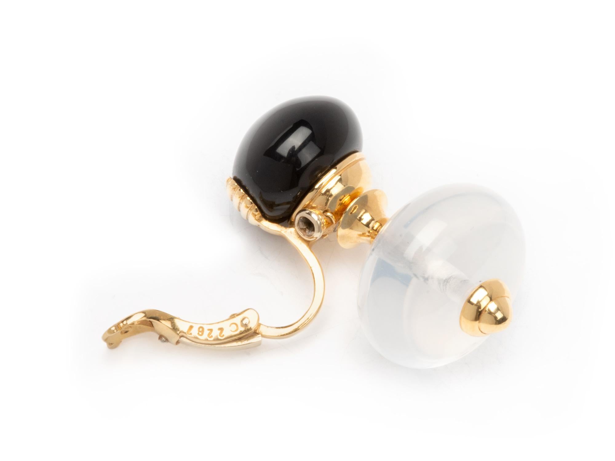 Perlina Marina B. Orecchino con perline di onice e cristallo di rocca. in vendita