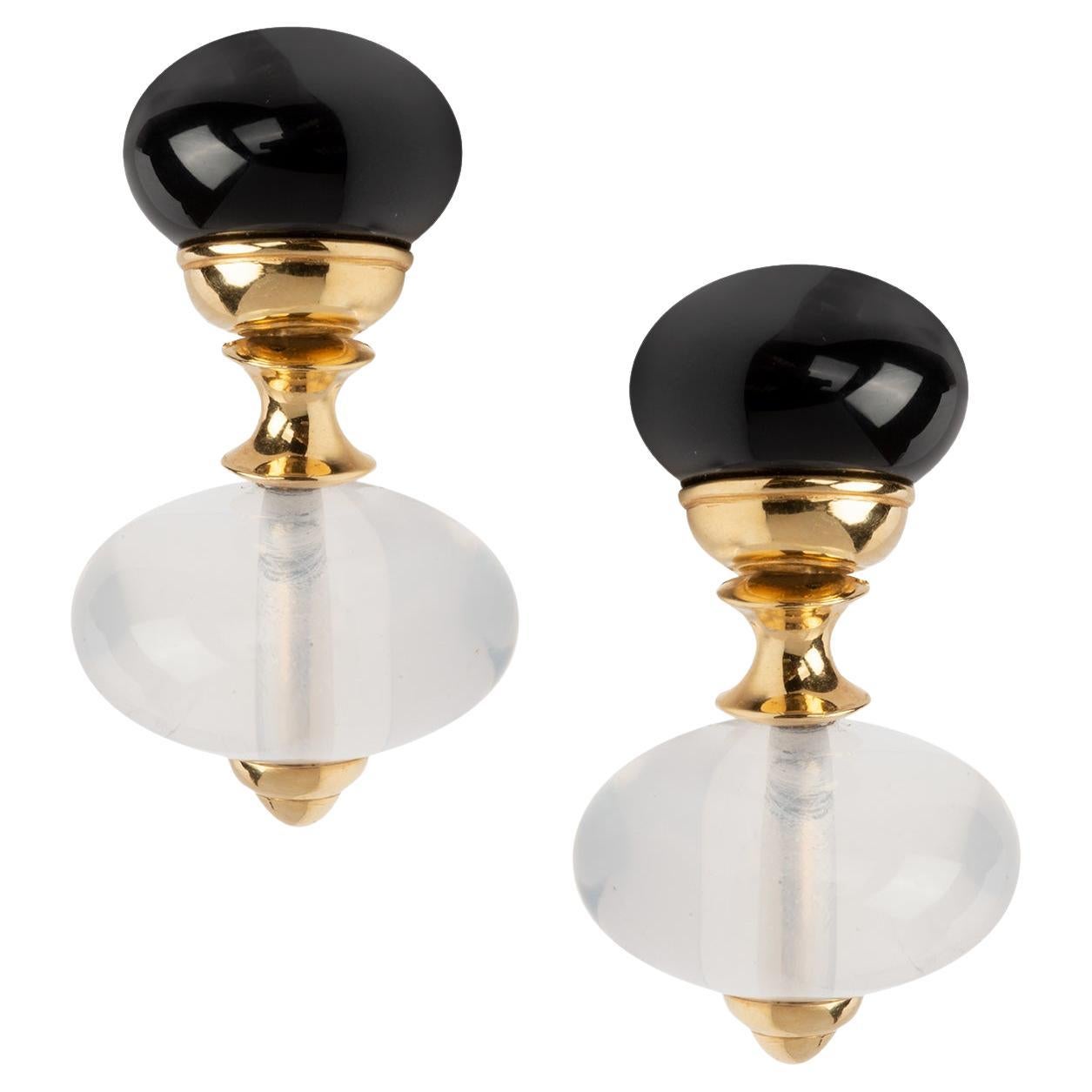 Marina B. Orecchino con perline di onice e cristallo di rocca. in vendita