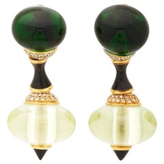 Marina B Onyx Quartz Diamonds Ear-Pendants