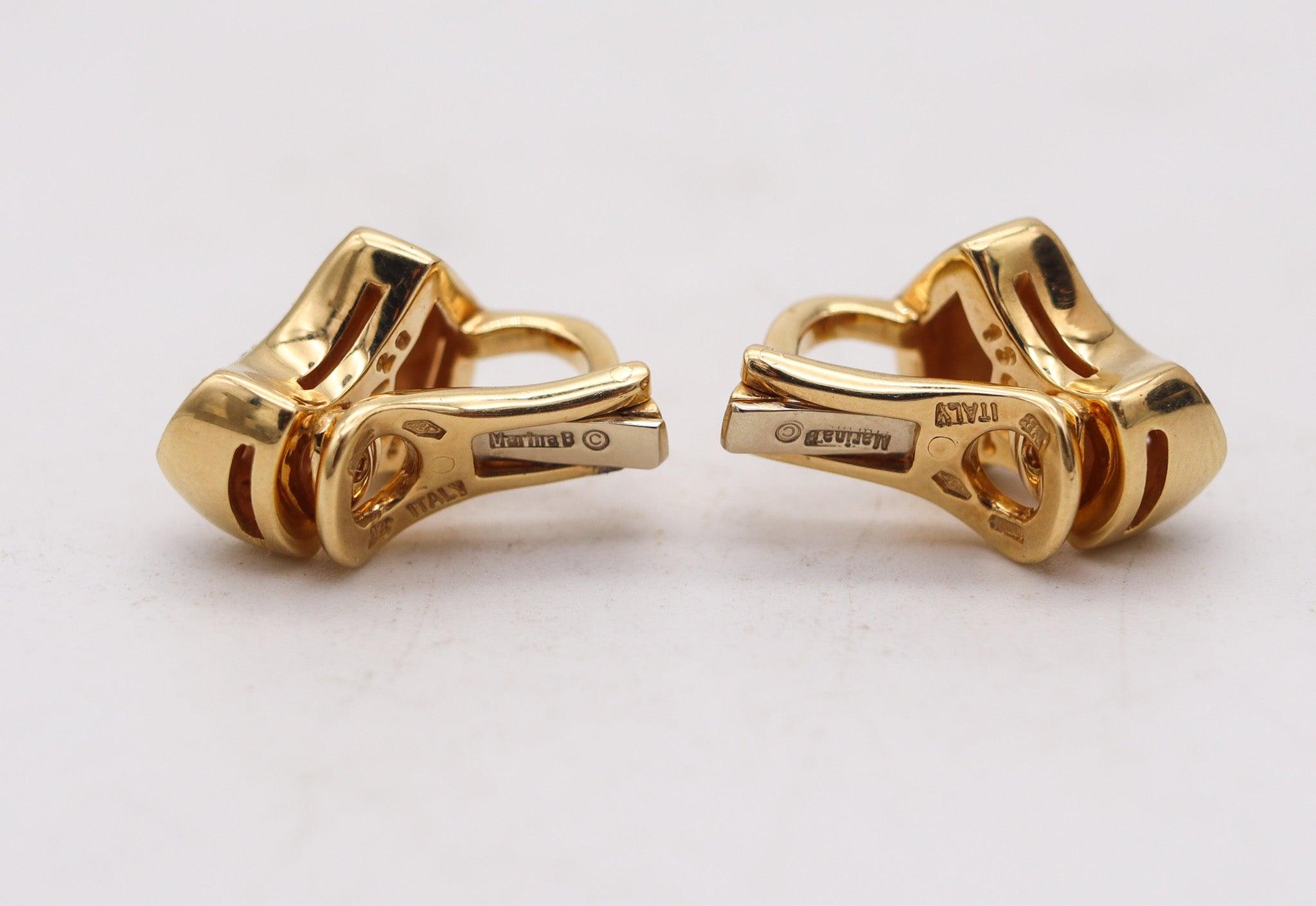 Taille brillant Marina B. Paris Milan 1981 Boucles d'oreilles Clips-On en or jaune 18Kt avec diamants VS en vente