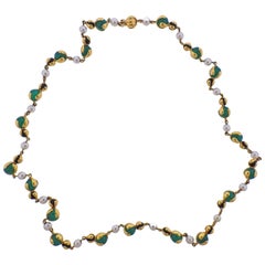 Marina B Pearl Chrysoprase Onyx Bead Gold Necklace