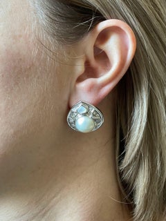 Marina B Pearl Diamond Gold Earrings