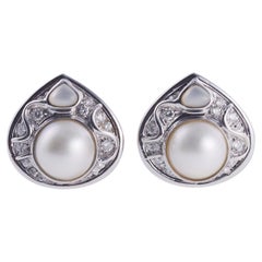 Marina B Boucles d'oreilles or perle diamant