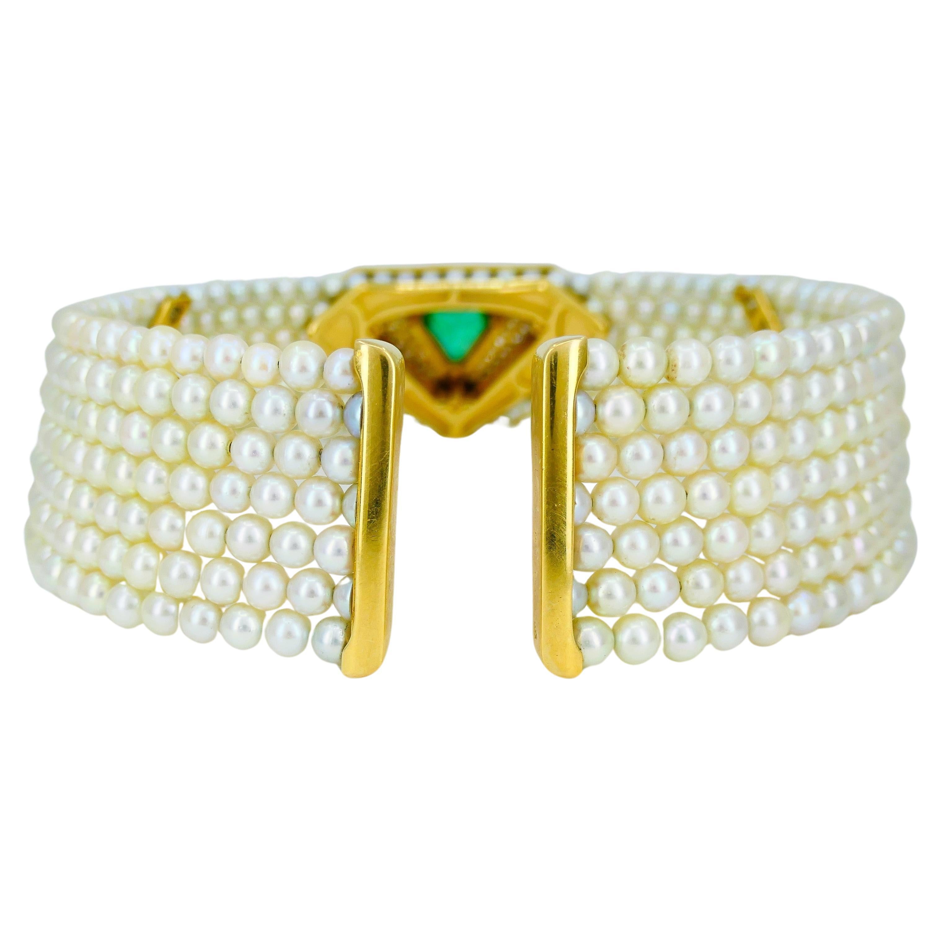 Marina B Pearl Gemstones Collar Necklace Vintage Jewelry 2