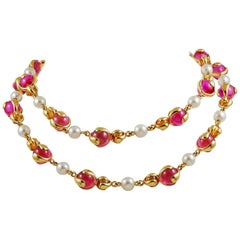 Marina B. Pink Quartz, Citrine and Pearl Long Necklace