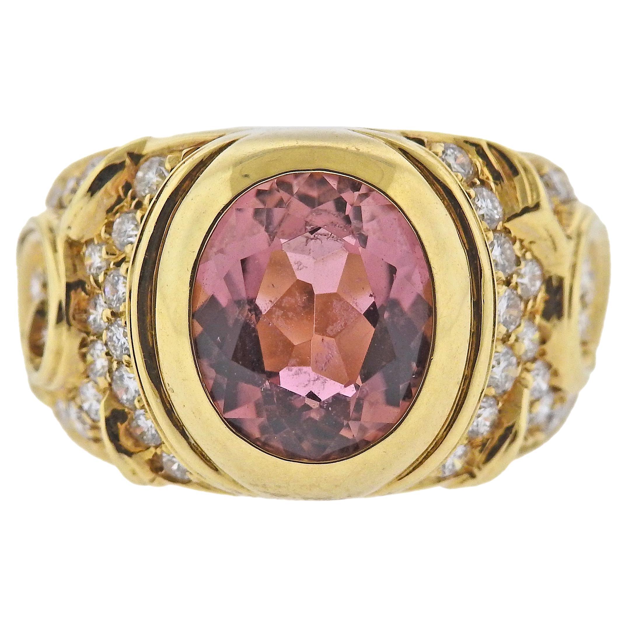 Marina B Pink Tourmaline Diamond Gold Ring