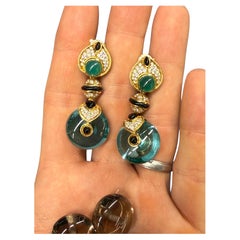 Marina B "Pneu" Earrings 18 Karat Gold and diamonds with Interchangeable Orbs