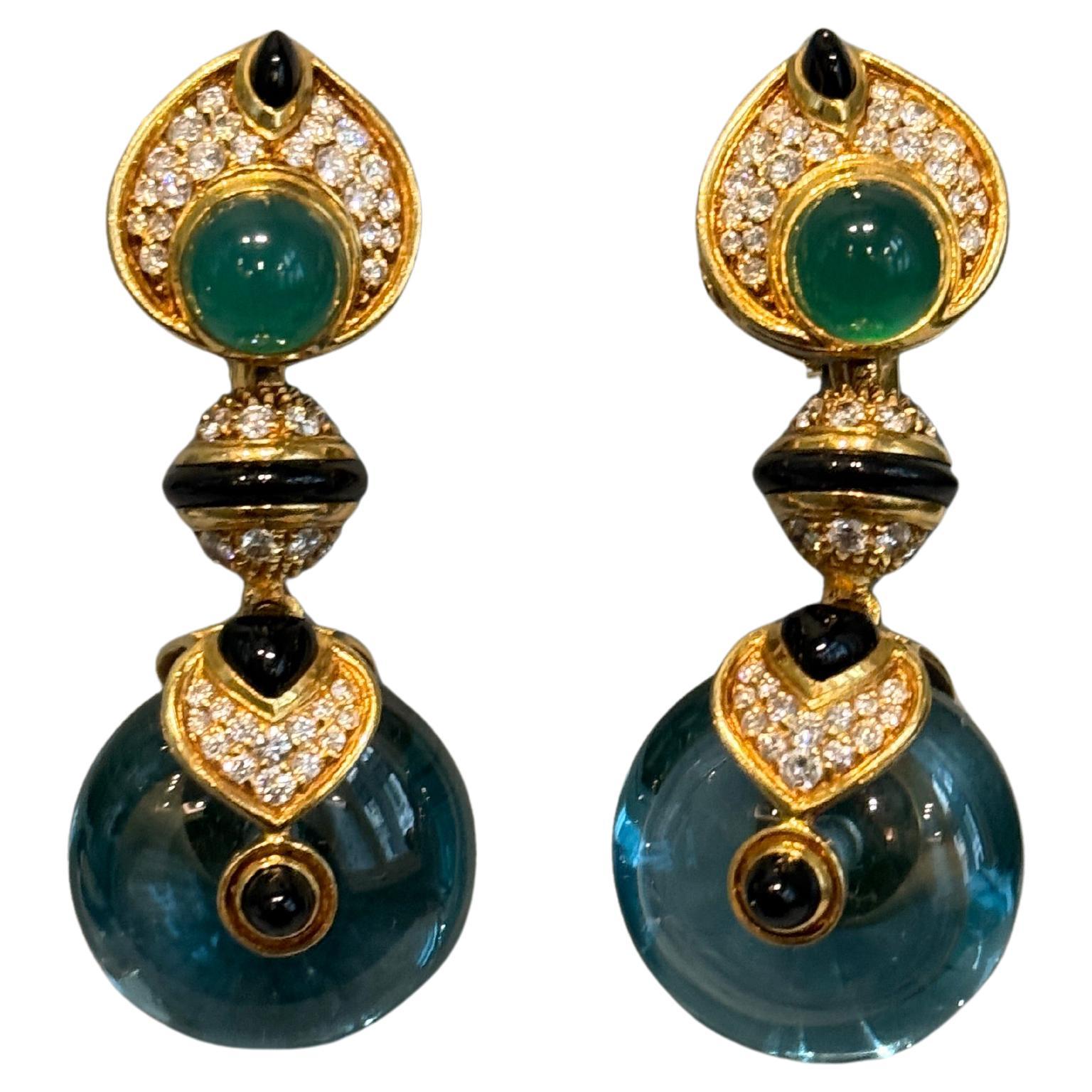 Pendientes Marina B "Pneu" Oro de 18 quilates y diamantes con orbes intercambiables