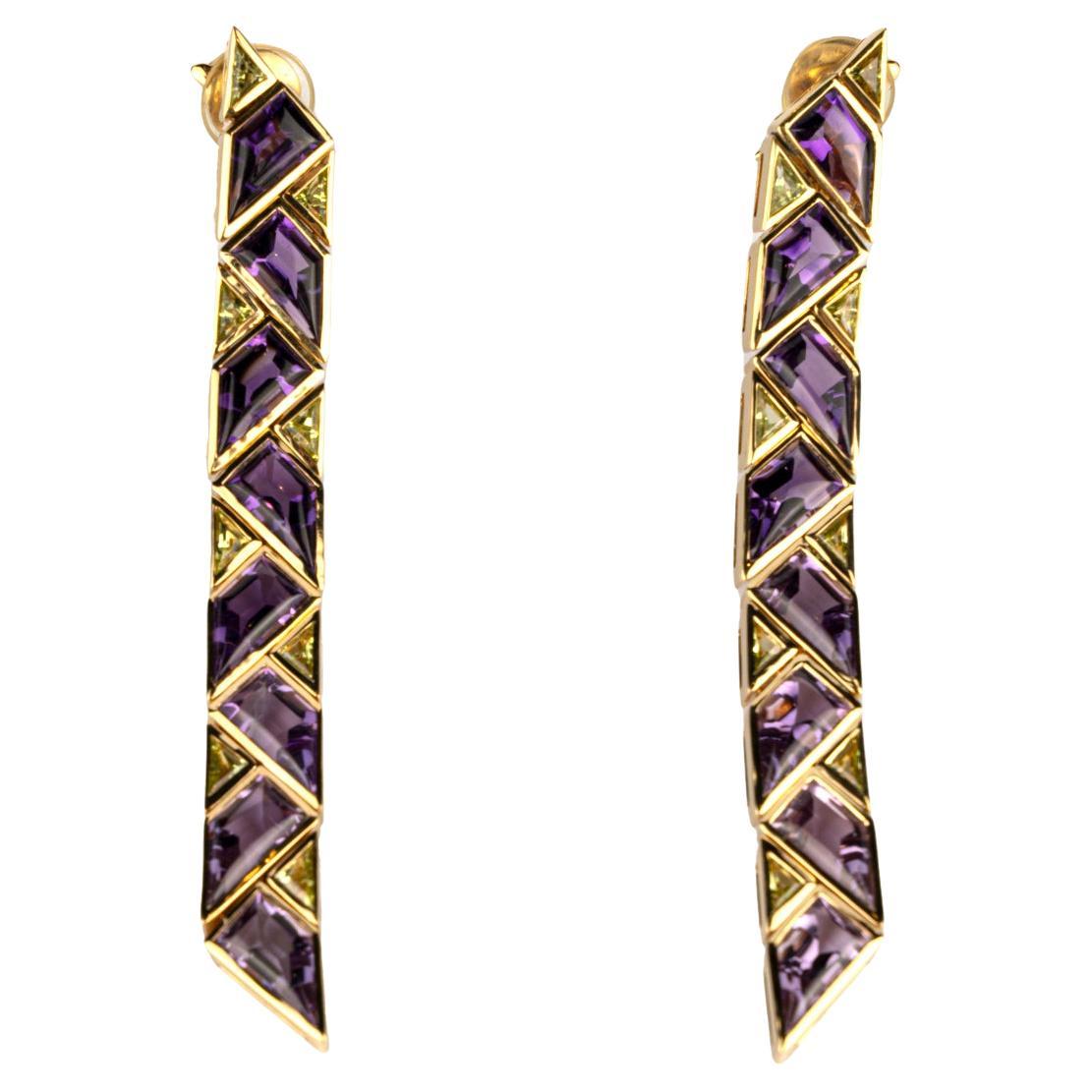 Marina B 'Pyramide' Topaz and 18k Gold Earrings For Sale