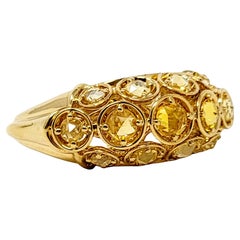 Marina B Rose Cut Natural Yellow Sapphire Dome Band Ring in 18 Karat Yellow Gold