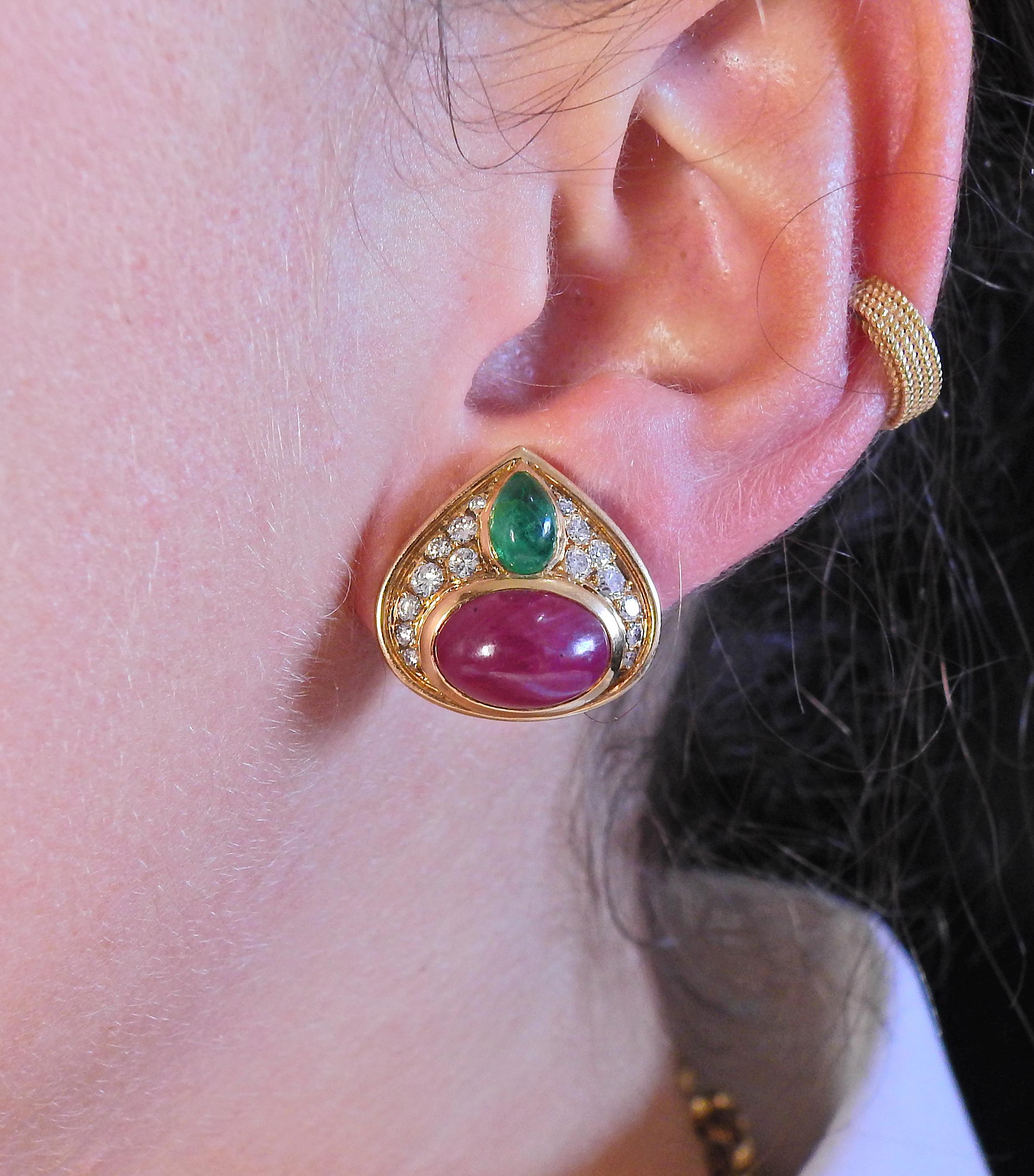Marina B Rubin-Smaragd-Diamant-Ohrringe aus Gold im Zustand „Hervorragend“ im Angebot in New York, NY