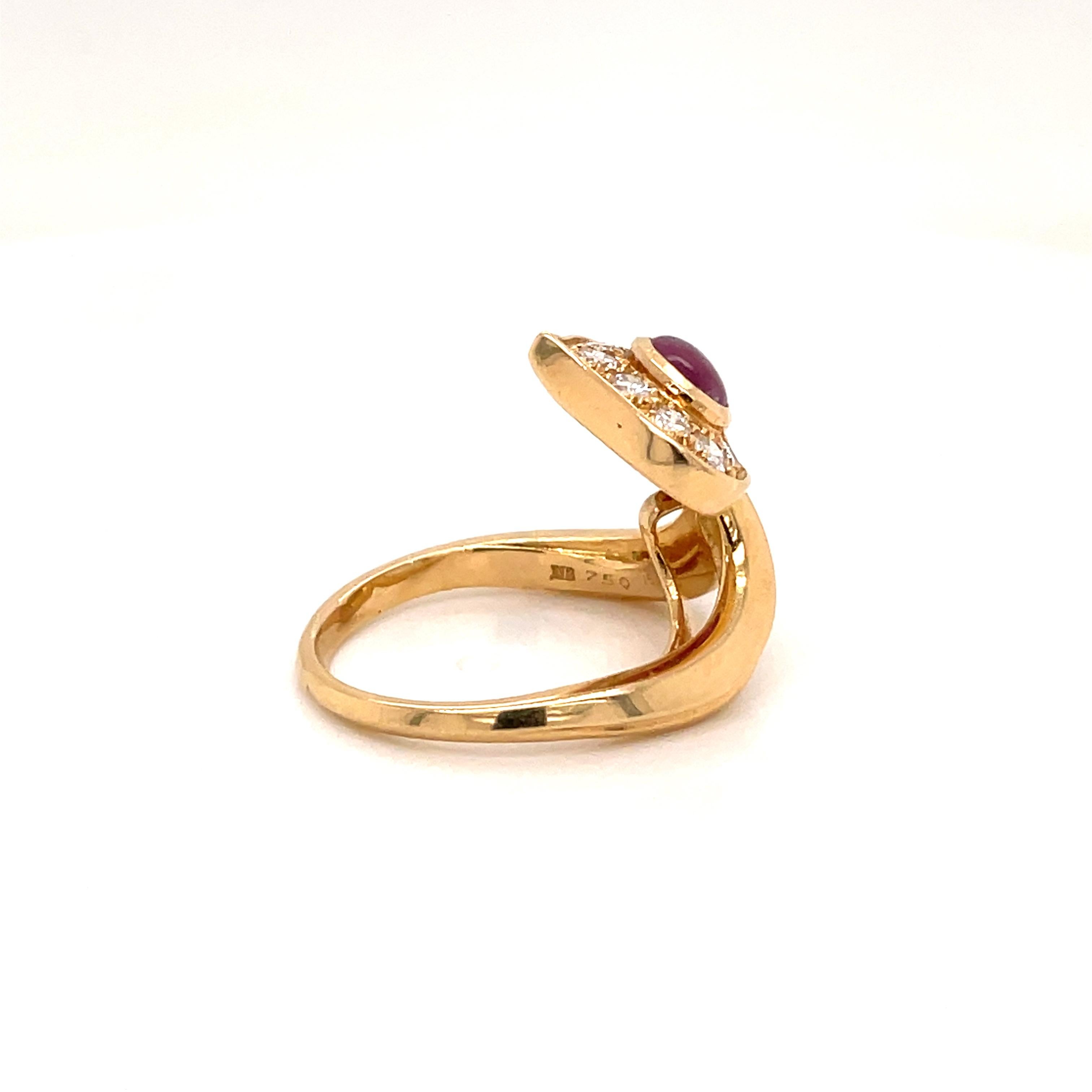 Cabochon Marina B Ruby Pavé Diamond Gold Ring