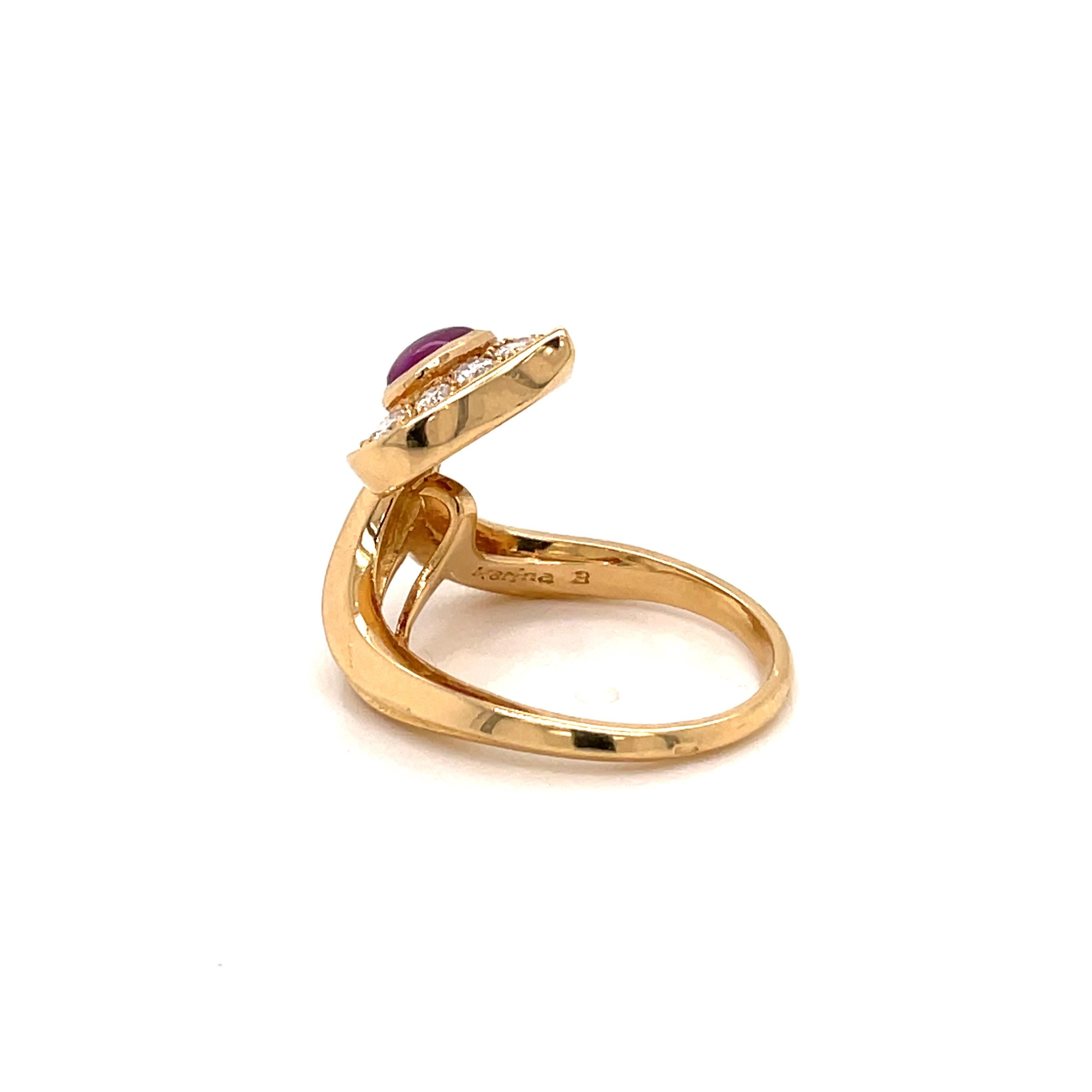 Marina B Ruby Pavé Diamond Gold Ring In Excellent Condition In Napoli, Italy