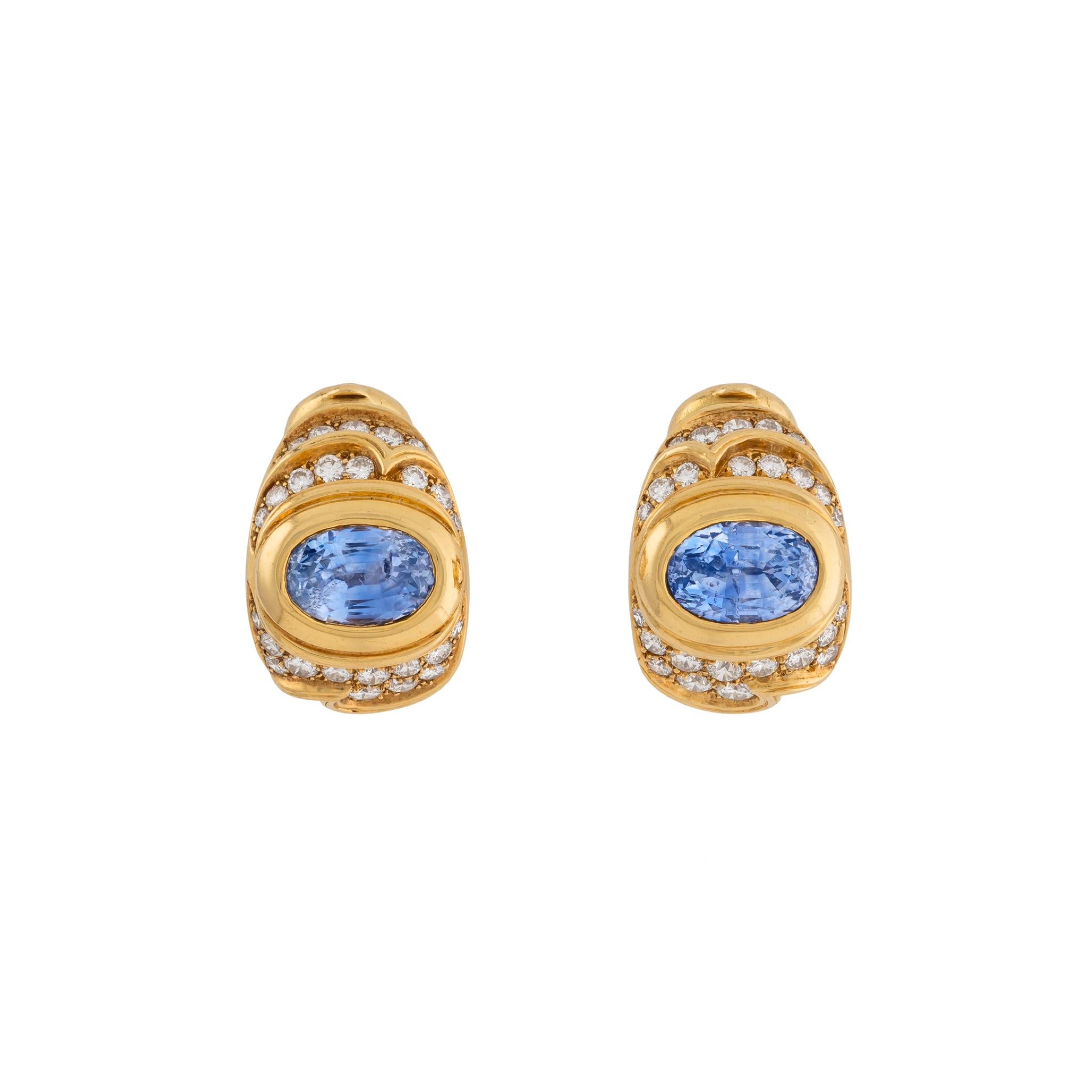 Marina B Boucles d'oreilles saphir et diamant en vente