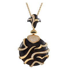 Marina B. Tiger Stripe Wood and Diamond Pendant Marina B. Tiger Stripe Wood and Diamond Pendant