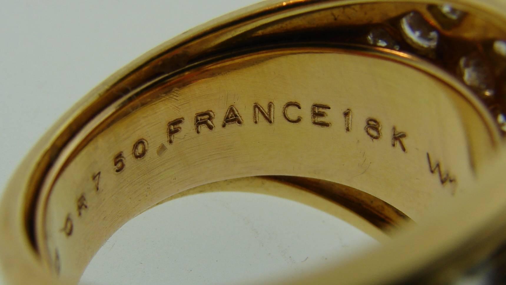 Women's Marina B Vintage 18k Gold Ring with Topaz Citrine Diamond For Sale